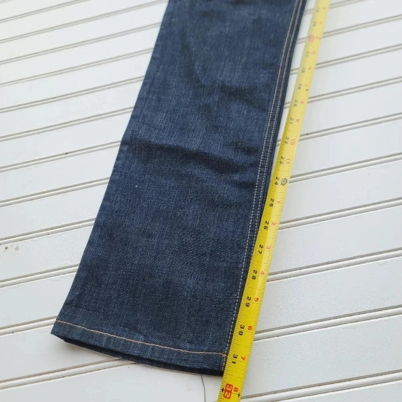 Arizona Straight Jeans Size 11 Juniors Low Rise Dark Wash Blue Denim 32x31 - Picture 7 of 9